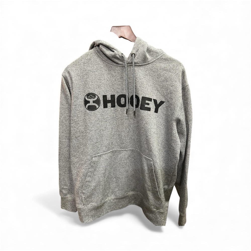HOOEY Men’s Heather Grey Lock-Up Logo Graphic Hooded Sweatshirt Size M